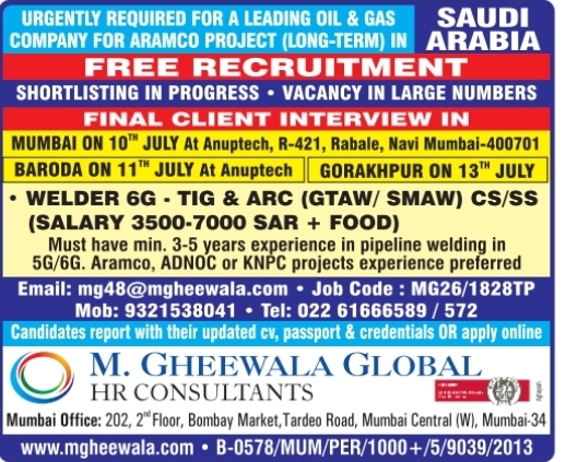 Urgent Requirement For Saudi Arabia