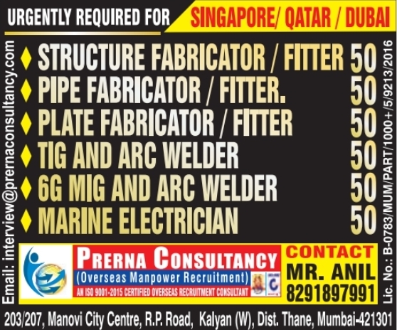 Urgent Requirement for Singapore, Qatar, and Dubai
