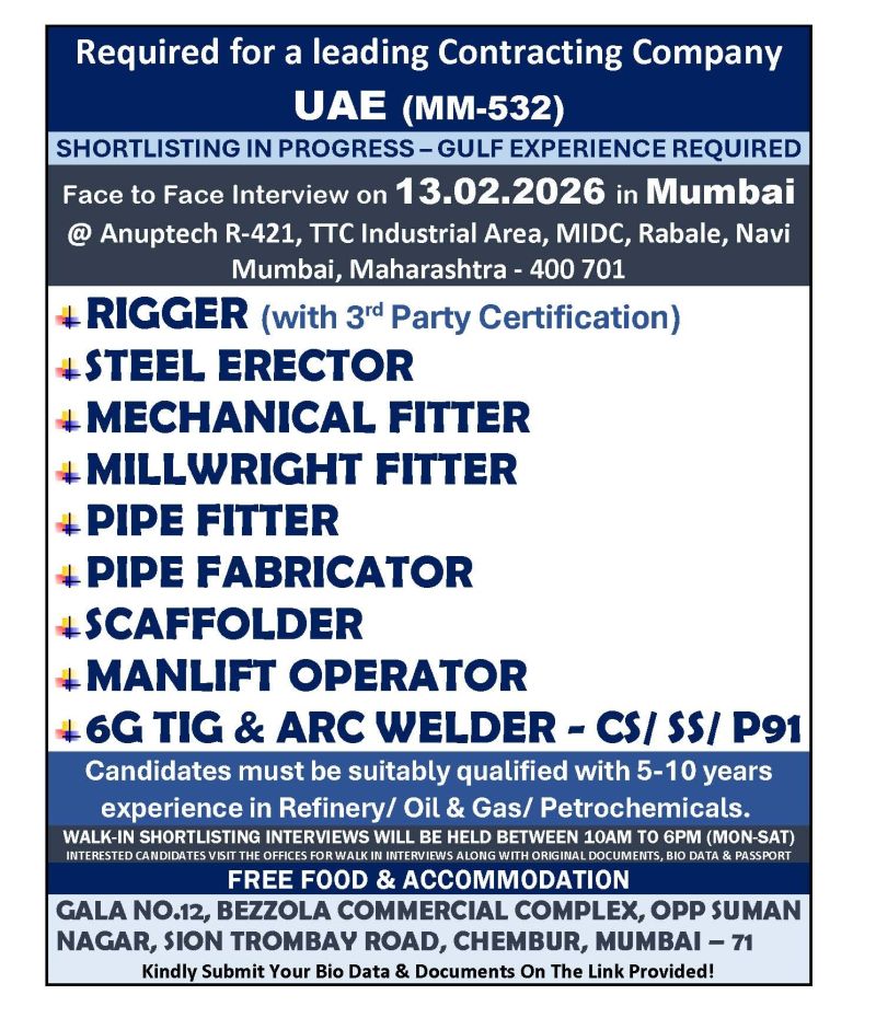 Urgent Requirement For UAE