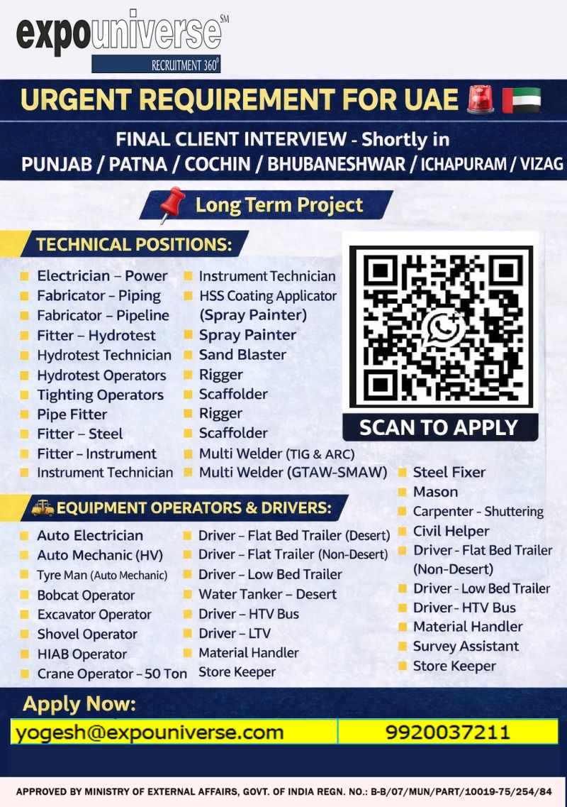 Urgent Requirement For UAE