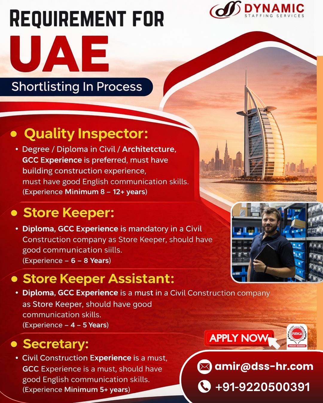 Urgent Requirement For UAE