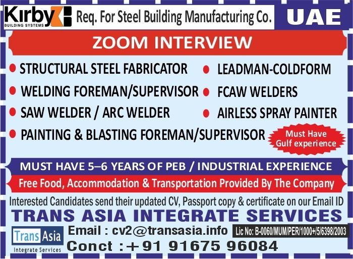 Urgent Requirement For UAE