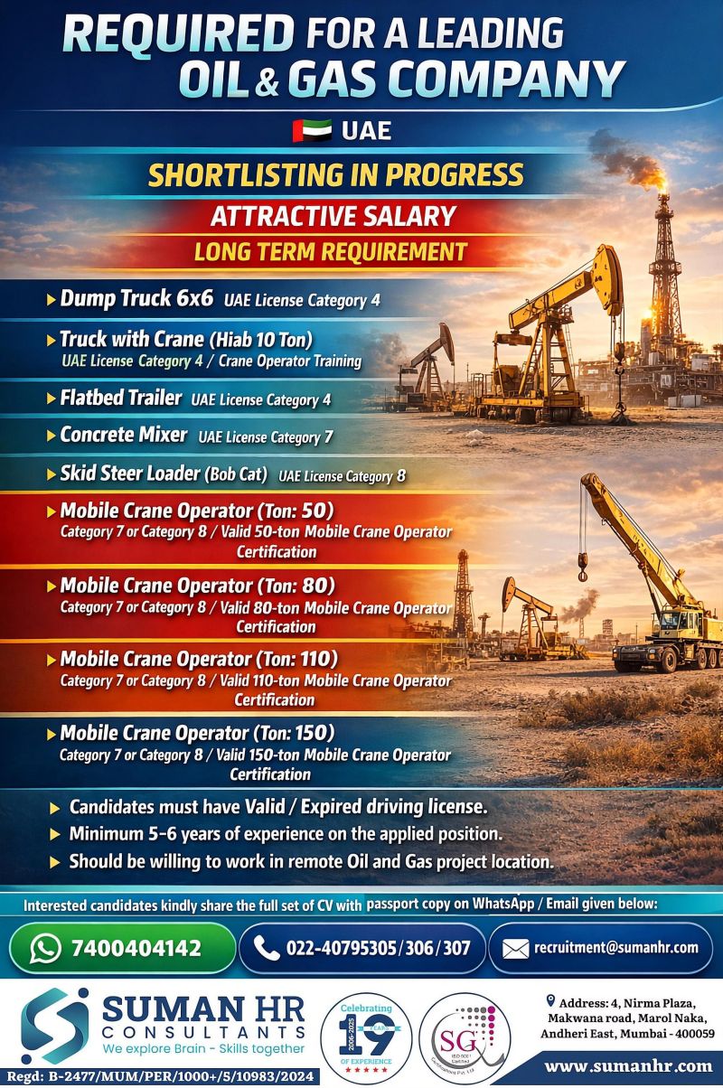 Urgent Requirement For UAE