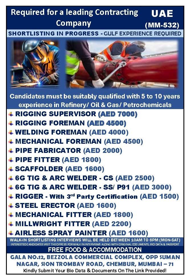 Urgent Requirement For UAE