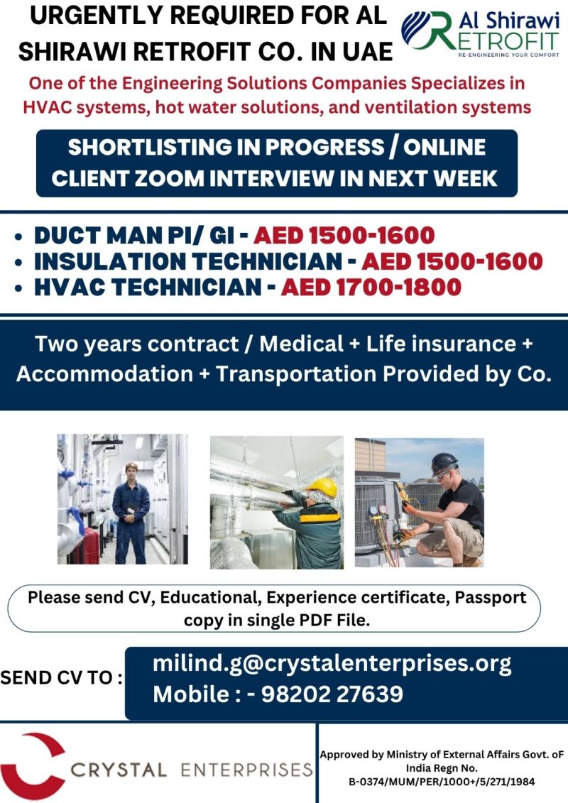 Urgent Requirement For UAE