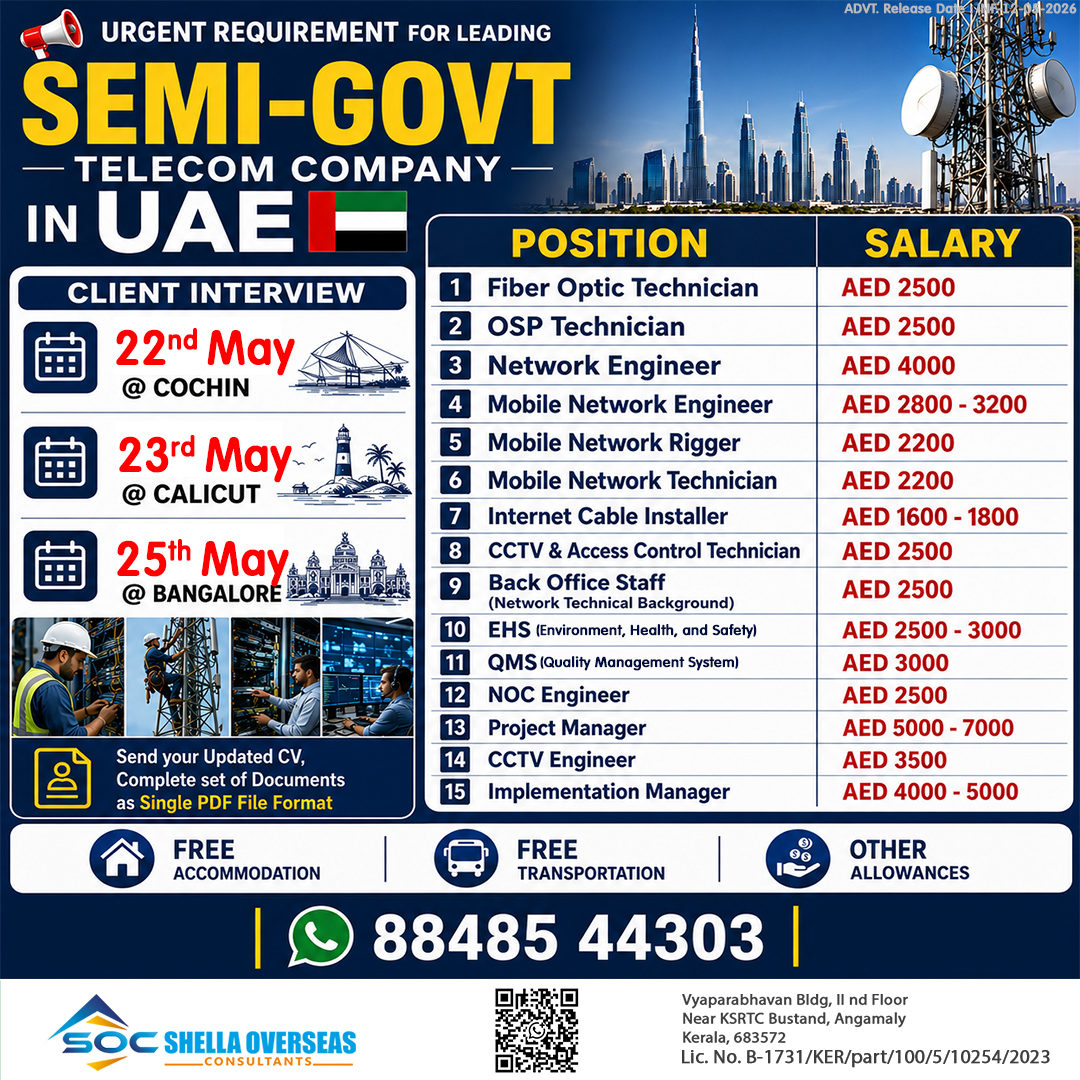 Urgent Requirement For UAE