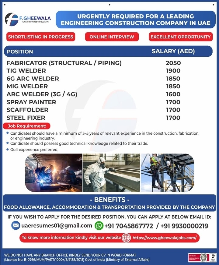 Urgent Requirement For UAE