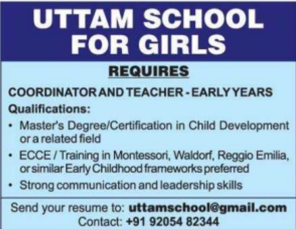 Uttam School for Girls: Early Years Recruitment