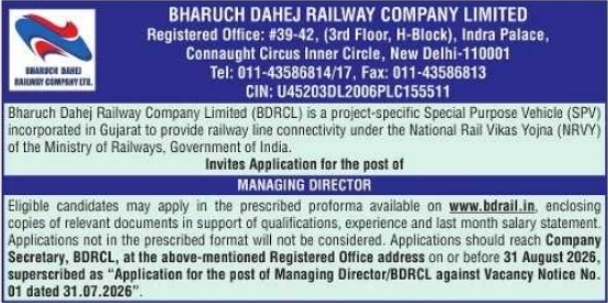 Vacancy Notice for Managing Director at BDRCL