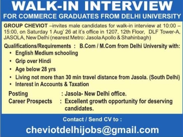 Walk-In Interview: Commerce Graduate Accounts Executives