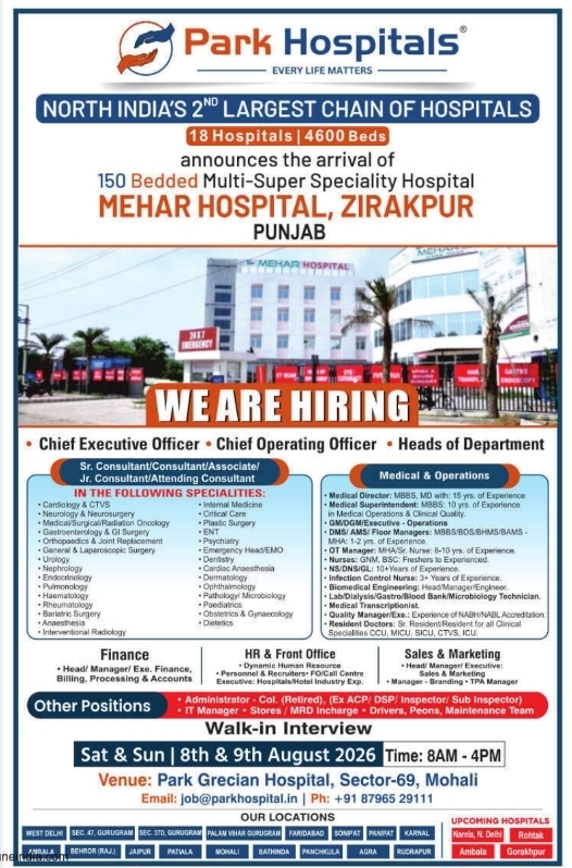 Walk-in Interview Notice for Multiple Openings