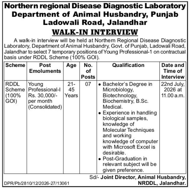 Walk-In Interview Notice: Young Professional-I Recruitment