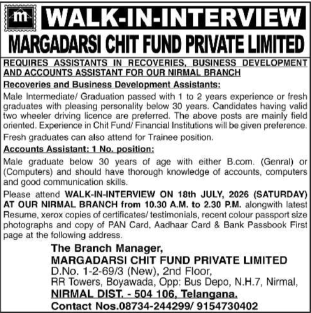 Walk-In Interviews: Office & Field Assistant Positions