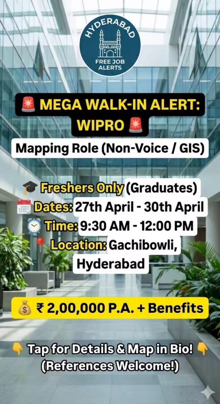 Wipro Mega Walk-In Drive: Hiring for Mapping Role (Non-Voice / GIS)