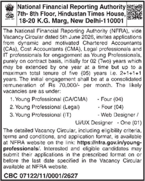 Young Professional Recruitment: NFRA New Delhi
