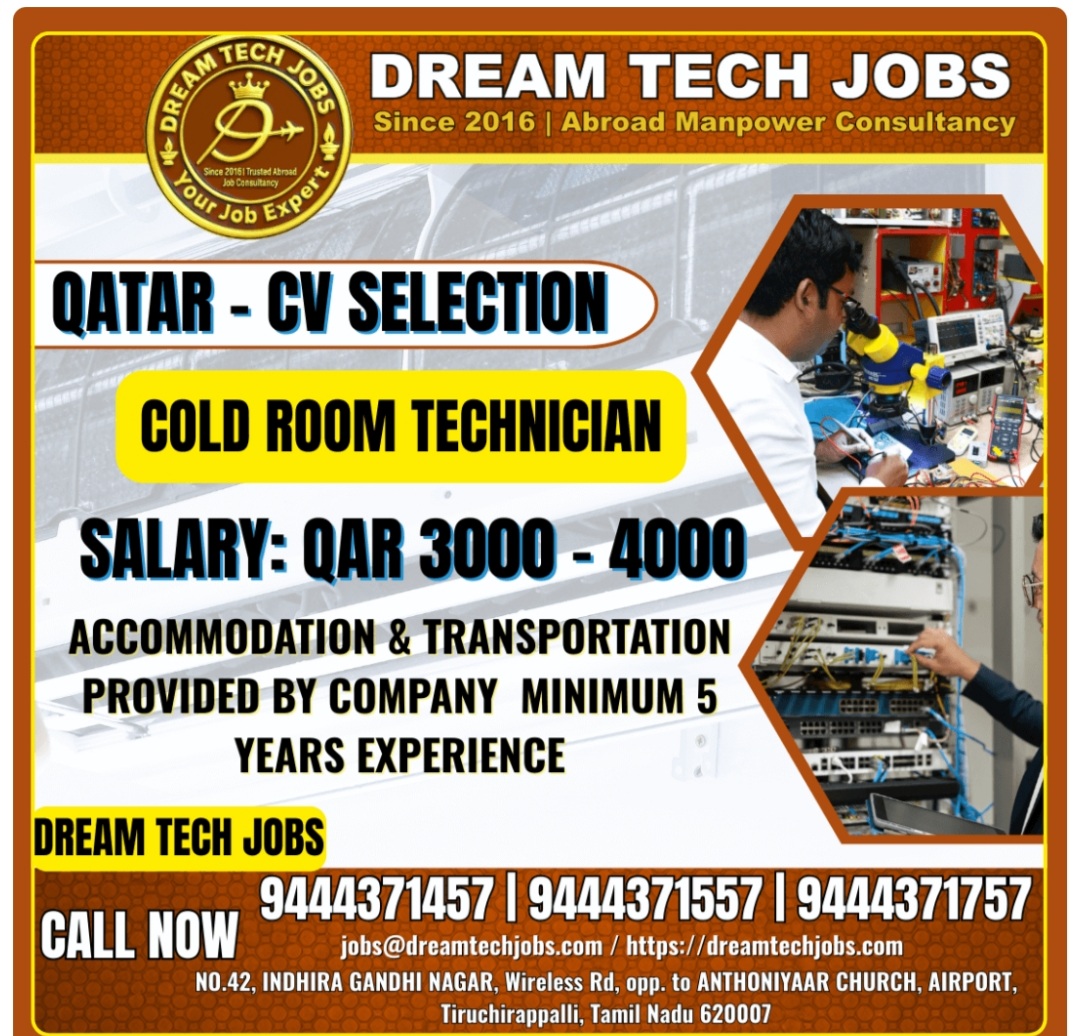 COLD ROOM TECHNICIAN HIRING AT QATAR