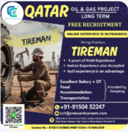 FREE RECRUITMENT QATAR – TIREMAN