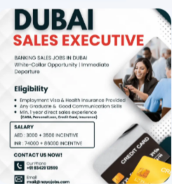 URGENT HIRING – SALES EXECUTIVE (BANKING SALES)