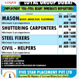 URGENT REQUIREMENT FOR DUBAI