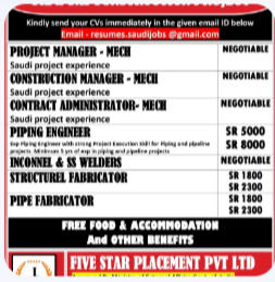 URGENT REQUIREMENT FOR SAUDI ARABIA