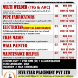 URGENTLY REQUIRED FOR BAHRAIN