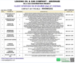 Urgently Required For Leading Company – Abudhabi.