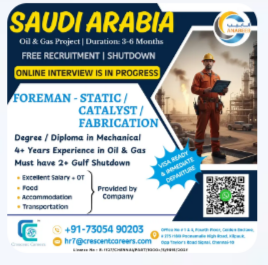 Urgently Required For Leading Company – Saudi Arabia.