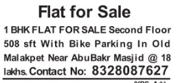 1 BHK Flat for Sale in Old Malakpet!