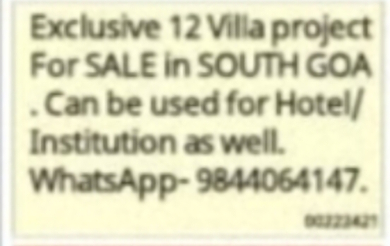 12-Villa Resort Project for Sale – South Goa