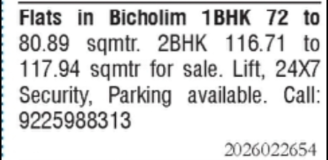 1BHK and 2BHK Flats for Sale – Bicholim