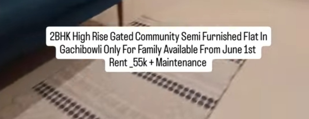 🏡 2BHK Semi-Furnished Flat for Rent – Gachibowli