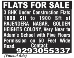 🏢 3 BHK Flats for Sale – Rajendranagar