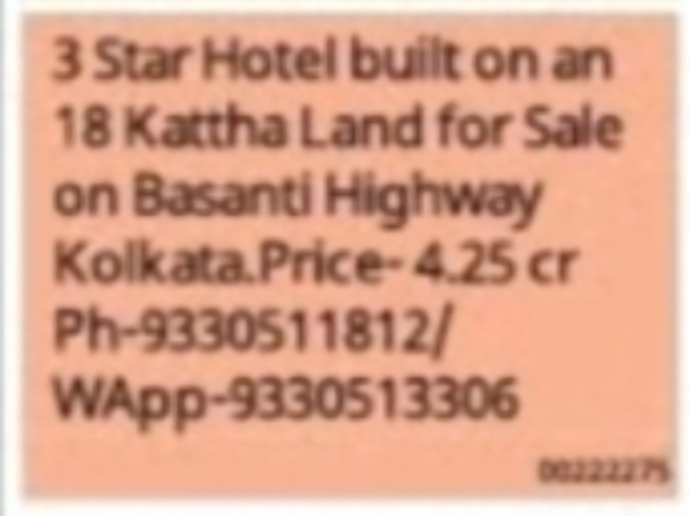 3-Star Hotel for Sale – Basanti Highway, Kolkata