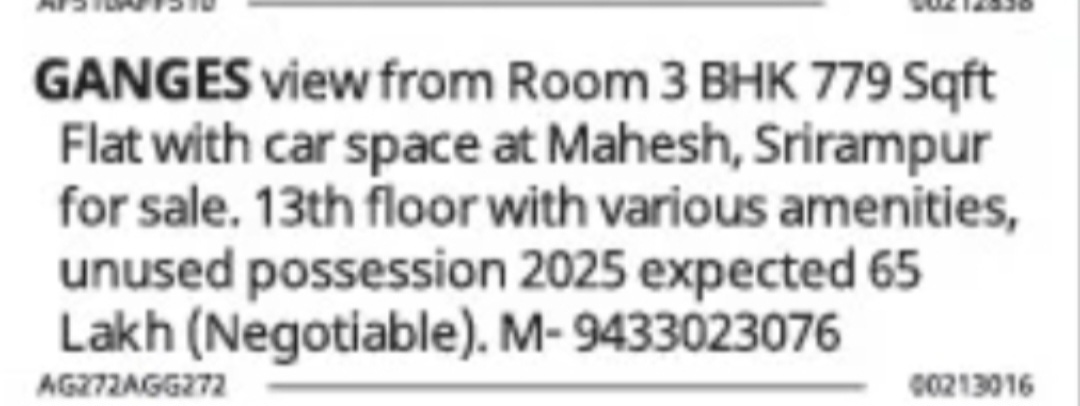 3BHK Ganges View Flat for Sale – Mahesh, Serampore