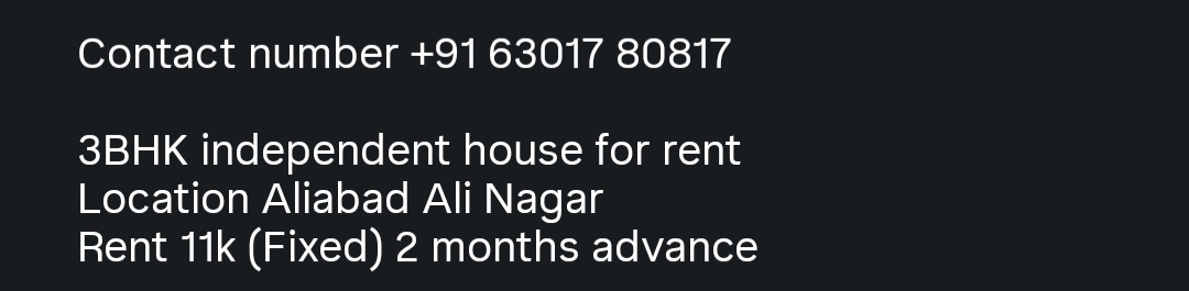 3BHK Independent House for Rent – Aliabad