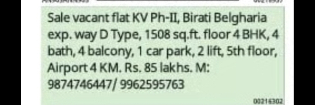 4BHK Flat for Sale at KV Phase-I, Birati (Near Belgharia Expressway)