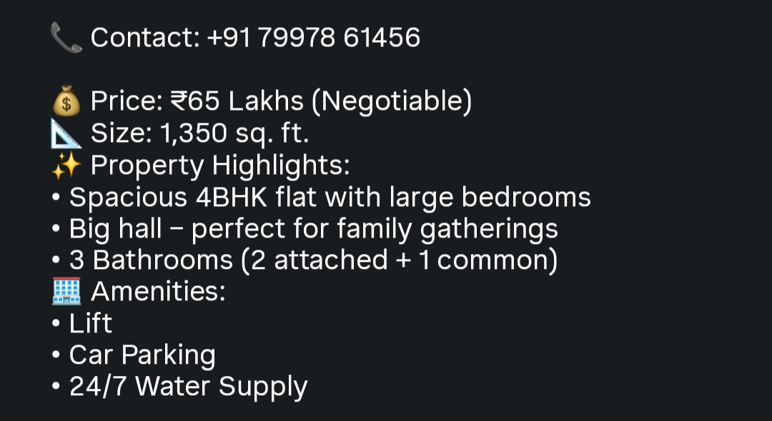 4BHK Flat for Sale – Premium Spacious Home