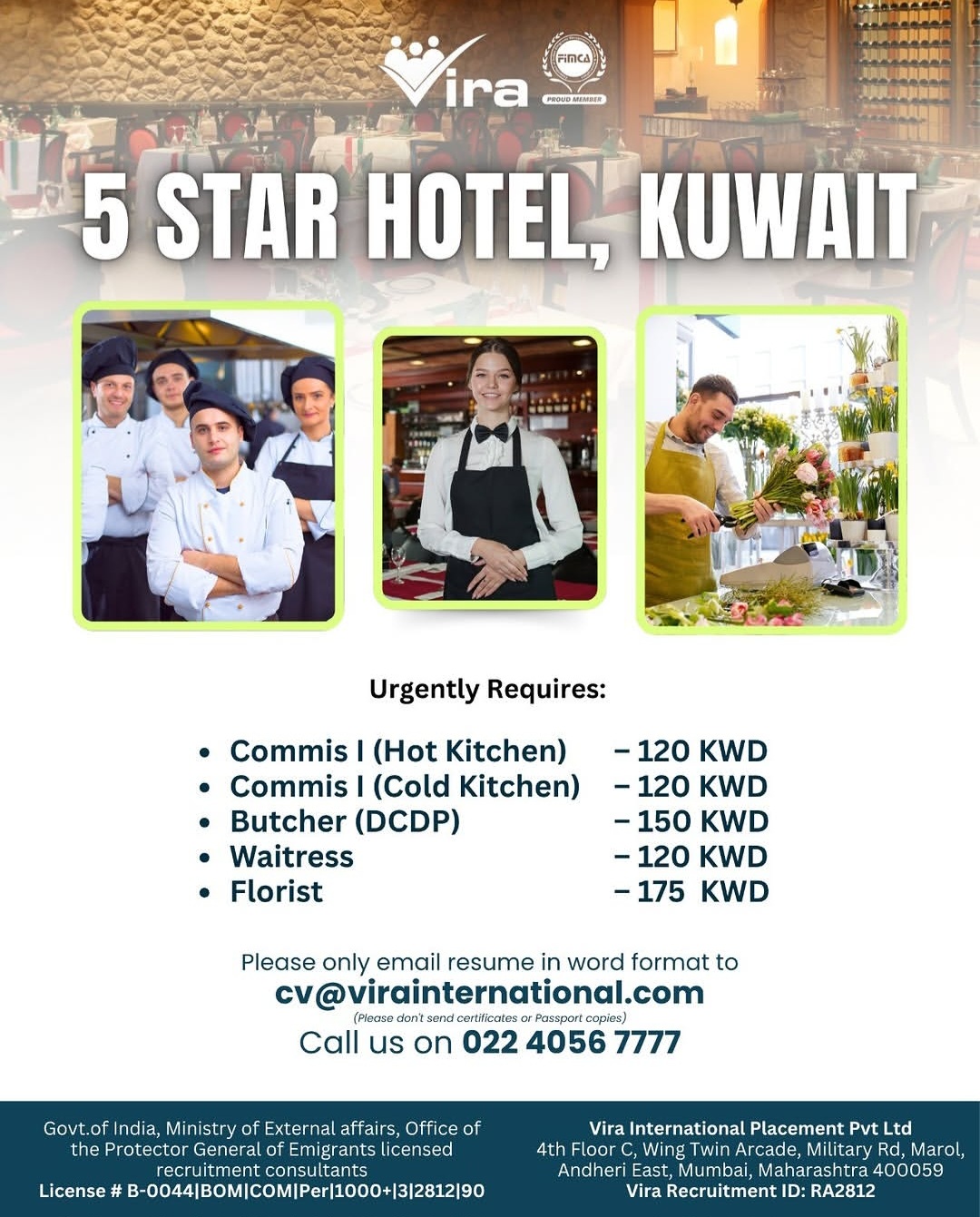 5 STAR HOTEL RECRUITMENT – KUWAIT