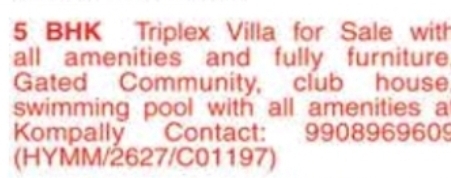 🏡 5BHK Fully Furnished Triplex Villa – Kompally