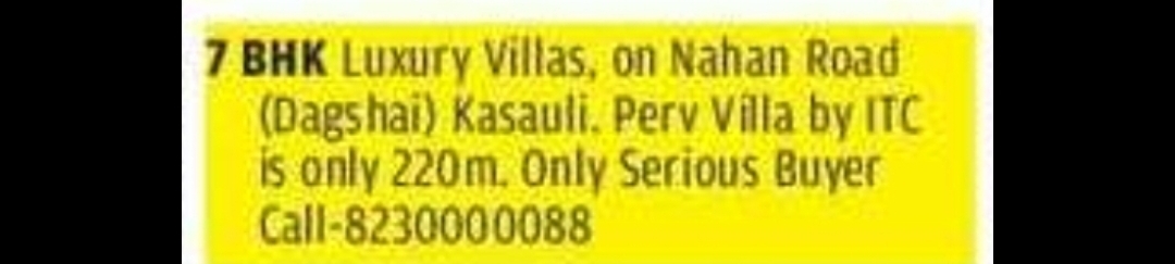 7 BHK Luxury Villas on Nahan Road near Kasauli