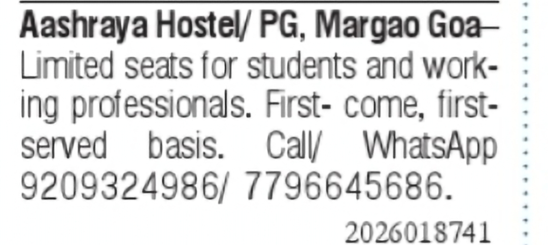 Aashraya Hostel & PG – Margao