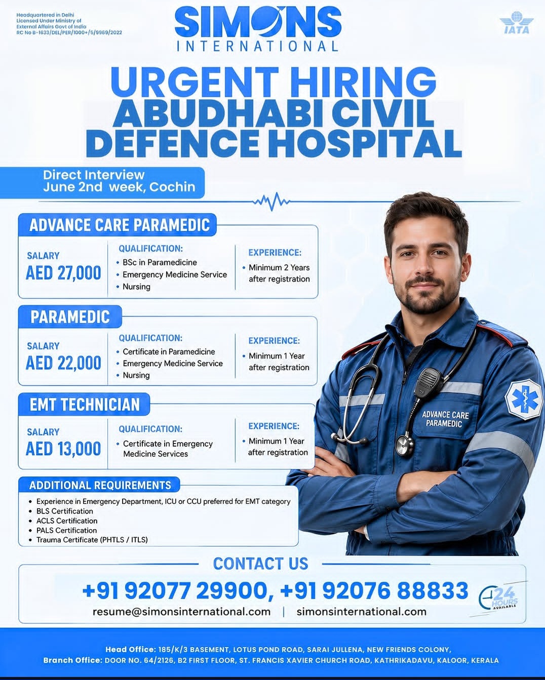 Abu Dhabi Civil Defence Hospital Recruitment 2026 | Direct Interview in Cochin
