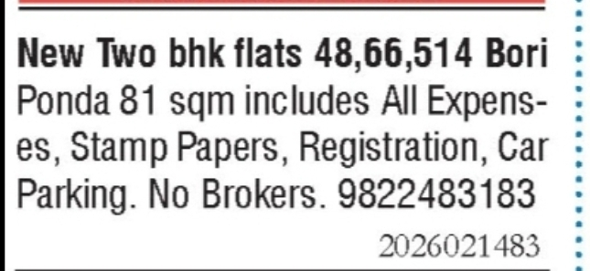 ACC AVAILABLE – New 2 BHK Flats for Sale in Ponda
