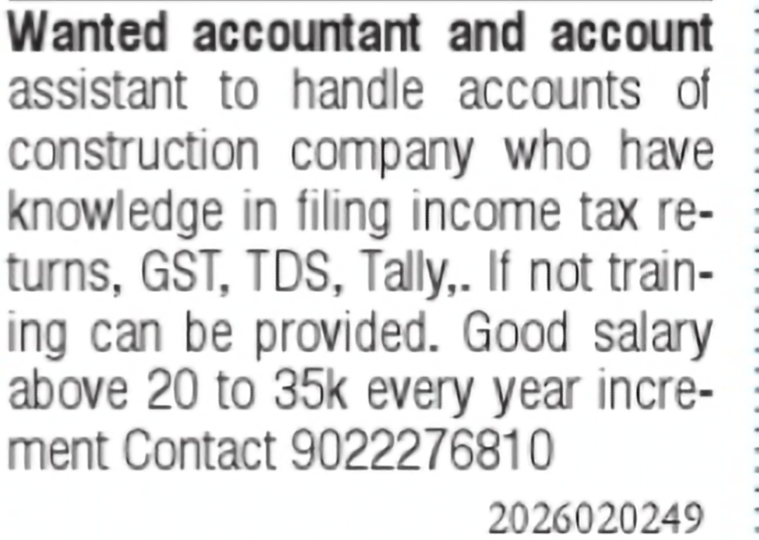 Accountant & Accounts Assistant Required