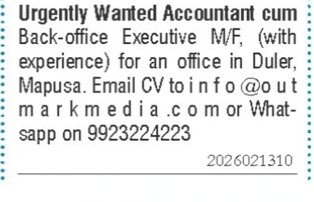 Accountant cum Back Office Executive Required