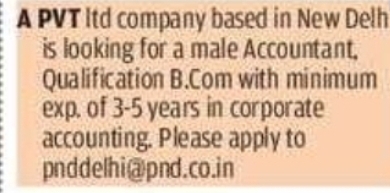 Accountant Job – New Delhi