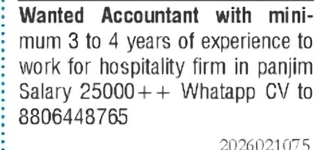 Accountant Required – Hospitality Firm
