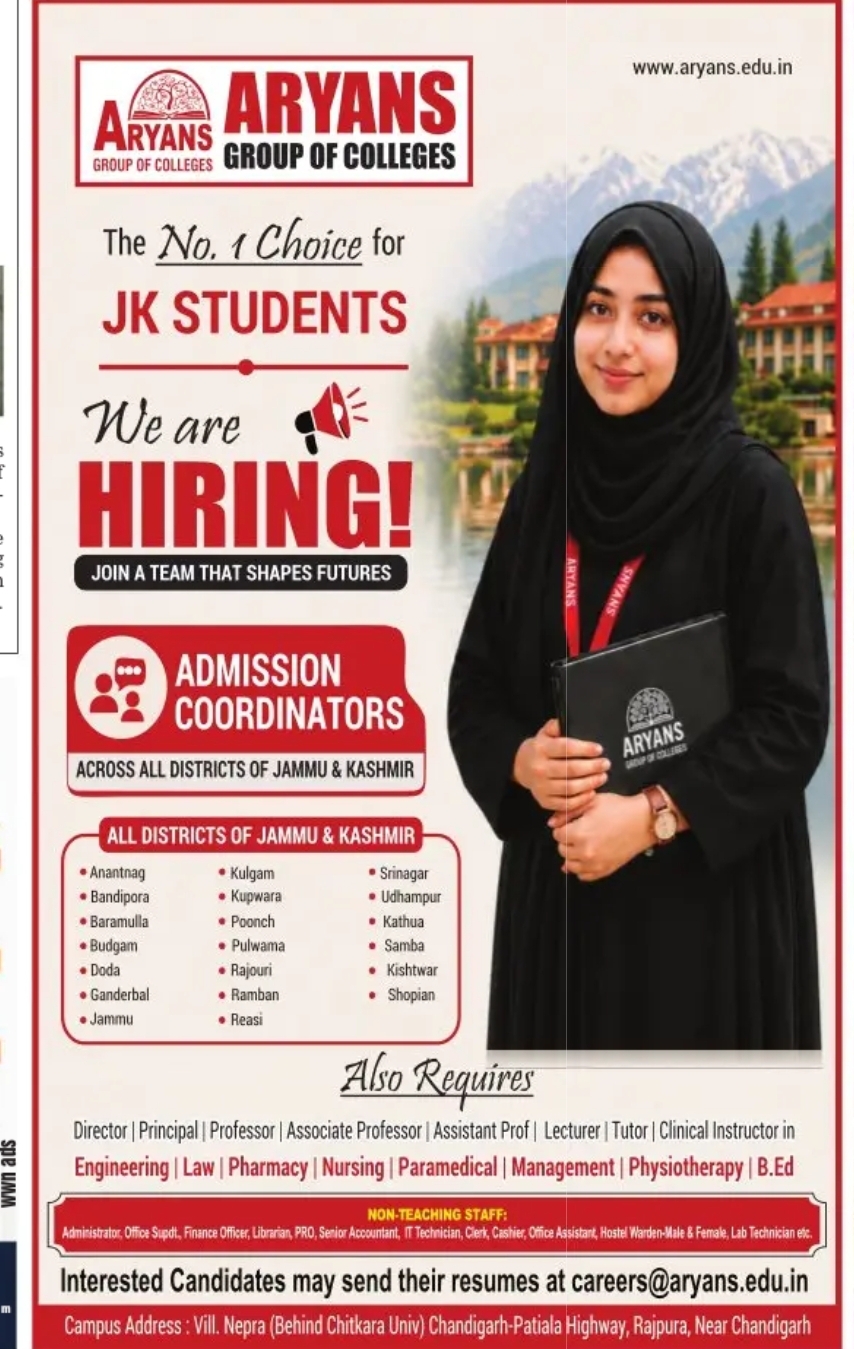 Admission Coordinators – Hiring Across All Districts of Jammu & Kashmir