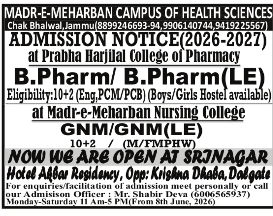 ADMISSION NOTICE (2026–2027)