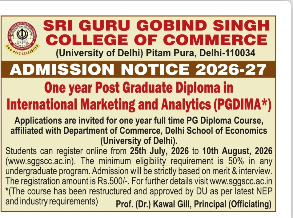 Admission Open 2026-27 – PG Diploma in International Marketing and Analytics (PGDIMA)